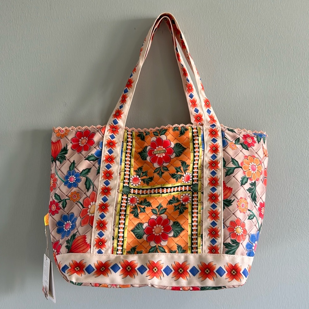 Agua Bendita Multicolor Floral Embroidered Tote - Pink, Orange, Red, Blue, Green